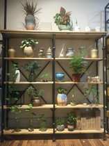 loft wrought iron bookshelf Floor-to-ceiling solid wood multi-layer display assembly living room creative retro industrial style American shelf