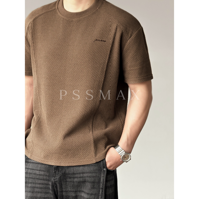 [in Stock] Pssmax Hidden Line Knit T-Shirt 2026 Summer New Versatile Casual Men's Short Sleeve