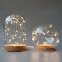 diy water crystal ball light micro landscape display romantic light soft pottery hand office collection swing piece dust-proof evergreen flower glass cover
