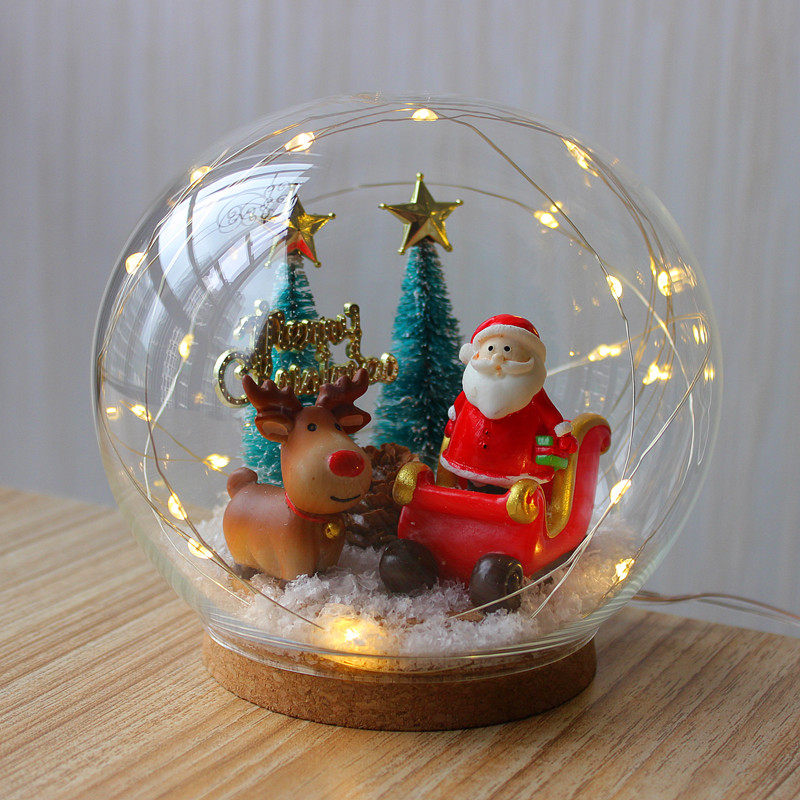 Christmas female boyfriend gift parent-child handmade diy crystal ball night light Santa elk ornament