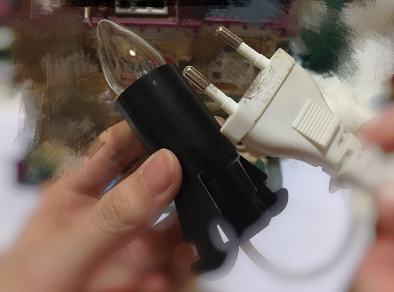 Bulb wire night light can be lit ceramic house suitable for 220V voltage yellow light electrical accessories