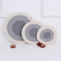 Japanese cotton rope woven gradient placemat thickened dining table mat pot pad insulation anti-scalding pad plate pot coaster kitchen home
