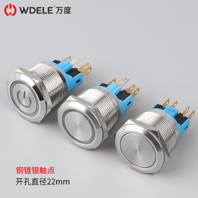 Wdb1 Series 22/25mm Metal Button Switch with Light Waterproof and Dustproof Button Switch 1No1Nc