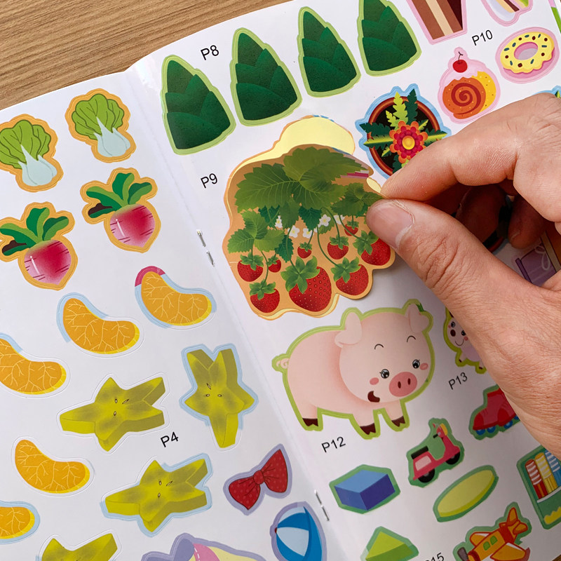 Children's concentration sticker book 2-3-5-6 years old baby intellectual development sticker sticker cartoon puzzle sticker toy