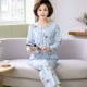 Bộ đồ ngủ mỏng của mẹ dành cho phụ nữ mùa xuân và mùa thu cotton thuần khiết dài tay phục vụ tại nhà cho người trung niên và người già - Pyjama