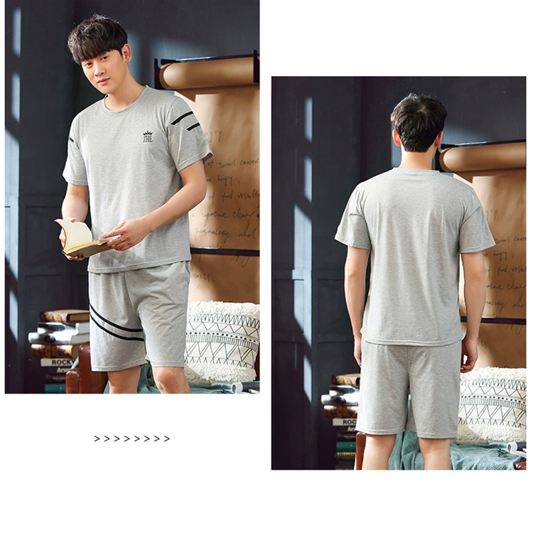 Đồ ngủ của nam giới mùa hè cotton mỏng quần short ngắn tay của nam giới quần short ngắn cotton giản dị quần short ngắn tại nhà phù hợp với dịch vụ - Pyjama