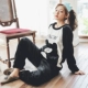 Dày cộng với phân bón XL cotton flannel đồ ngủ phụ nữ mùa thu và mùa đông 200 pounds chất béo mm san hô nhung phù hợp với dịch vụ nhà đồ bộ mặc nhà cao cấp hàn quốc