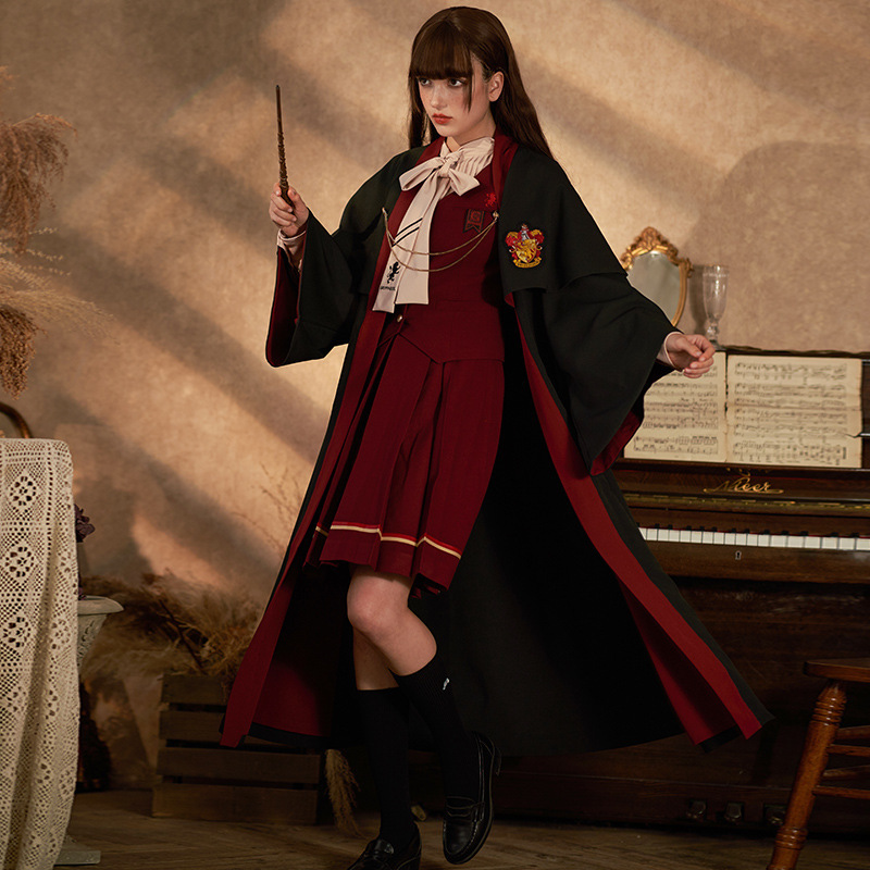 Harry Potter Magic Robe Co-Branded with Jk Uniform Wizard Robe Hooded Cloak British College Style for Men and Women