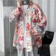 Hong Kong style retro cartoon floral shirts for men and women, loose and drapey, lazy style, Hawaiian beach long-sleeved shirts and jackets, trendy