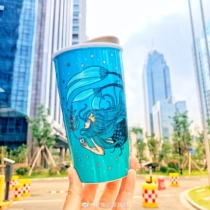 Starbucks Cup limited edition anniversary anniversary goddess sea encounter mermaid double ceramic mug with cup lid