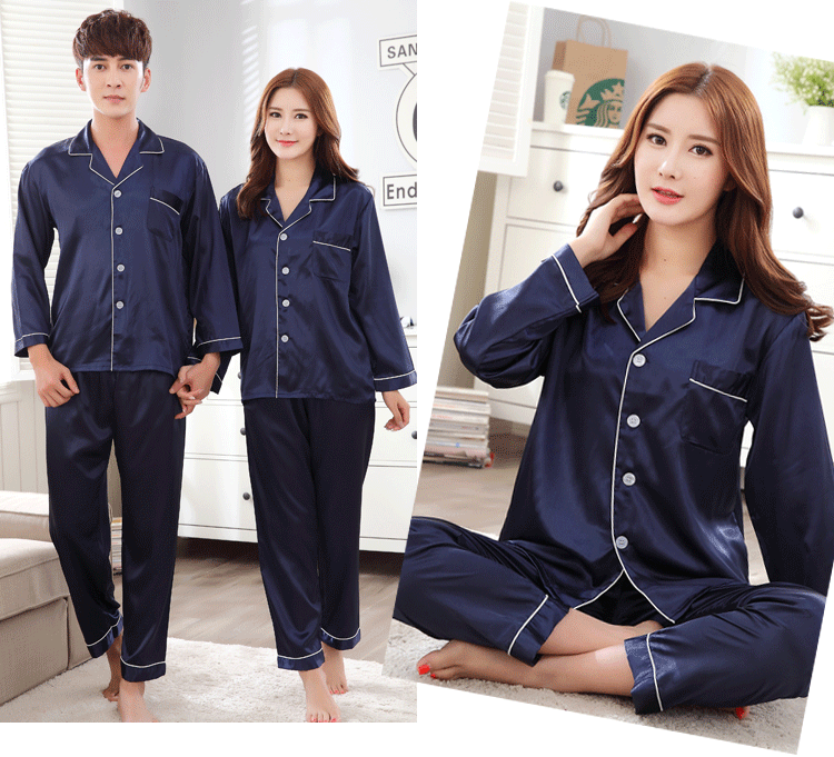 Cặp đôi đồ ngủ nữ mùa xuân và mùa thu băng lụa gợi cảm dài tay nam màu đỏ cưới satin đám cưới lụa nhà bộ quân áo ngủ nam
