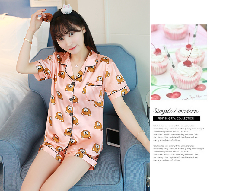 Mùa hè couple S mã đúng lụa cha mẹ và con đồ ngủ ngắn tay mẹ và con gái cộng với phân bón để tăng £ 200 cậu bé cậu bé lớn phù hợp với áo ngủ nam