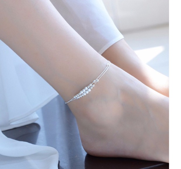 Vòng chân nữ phiên bản tiếng Hàn của nữ sinh đơn giản Sen cá tính s925 bạc năm sinh retro chuông nữ trang nhỏ hoang dã lắc chân nữ inox