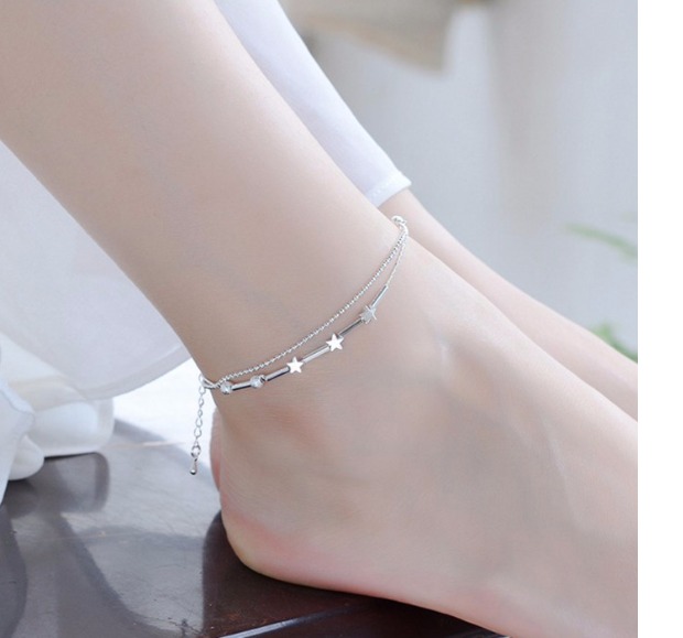 Vòng chân nữ phiên bản tiếng Hàn của nữ sinh đơn giản Sen cá tính s925 bạc năm sinh retro chuông nữ trang nhỏ hoang dã lắc chân nữ inox