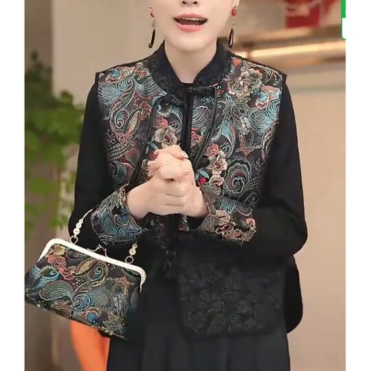 Plus size women's clothing plus size 2025 autumn and winter loose new Chinese style vest plus velvet jacket casual top vest