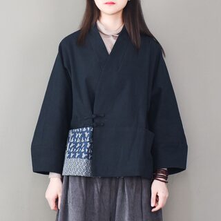 Autumn and Winter Chinese-Style National Fashion Jacket, Retro Button-Up Top, Fashionable Improved Hanfu, Zen-Inspired Women's Clothing, Tea Clothing, Long-Sleeved Cotton Clothing