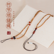 Olive core small bamboo necklace with rope pendant string pendant jadeite beeswax jade pendant rope sweater chain long string chain
