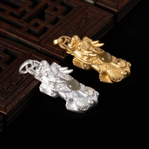 Simple line of work pure S925 silver gold solid Merchants Pendant Male Yellow Chaetheon Pendant Necklace Woman Pendant Trinket Accessories