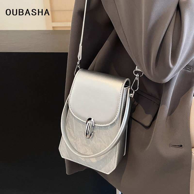 Super Popular Silver Small Bag for Women, 2026 New Spring and Summer Handbag, High-End Luxury Niche Crossbody Phone Bag