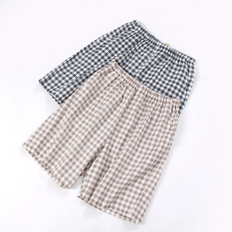 Mùa hè mới nam và nữ quần short cotton gạc nhà vài bộ đồ ngủ mỏng phần lớn kích thước quần đi biển quần nửa quần - Quần tây