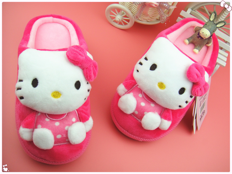 Pantoufles enfants en suède HELLOKITTY pour hiver - semelle caoutchouc antidérapant - Ref 1003554 Image 16