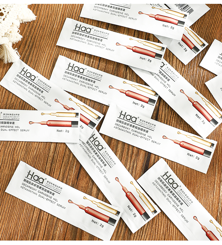 Haa carnosine astaxanthin huyết thanh chống lão hóa da mặt tác dụng kép dưỡng ẩm, xua tan màu vàng, sáng da, chống đường và chống oxy 2g serum cấp nước cho da khô