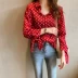 Áo sơ mi nữ đầu thu 2018 mới Han Fan in áo voan dài tay Hồng Kông hương lỏng sang trọng áo sóng thủy triều Áo sơ mi