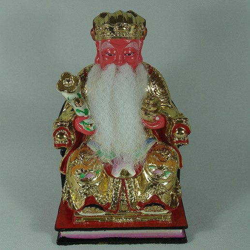Buddhist supplies Buddha statue resin gold wood carving 10 inch land gongford Zhengshen wooden base
