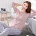 Bộ đồ ngủ mèo mới dành cho phụ nữ mùa xuân và mùa thu cotton tinh khiết dài tay plus fat plus size Phiên bản Hàn Quốc của bộ đồ phục vụ tại nhà MM chất béo lỏng lẻo - Bên ngoài ăn mặc Bên ngoài ăn mặc