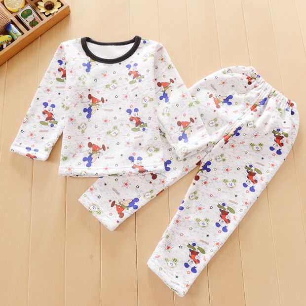 Bộ đồ lót bé trai bằng nhung dày nhiệt cho bé gái bộ nỉ bé gái
