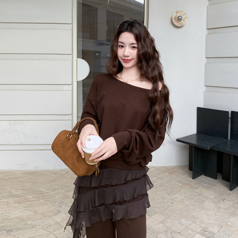 Meilade Pure Desire Style Sexy Off-Shoulder Top Set for Women 2026 Autumn Irregular Ruffle Long Pants Two-Piece Set