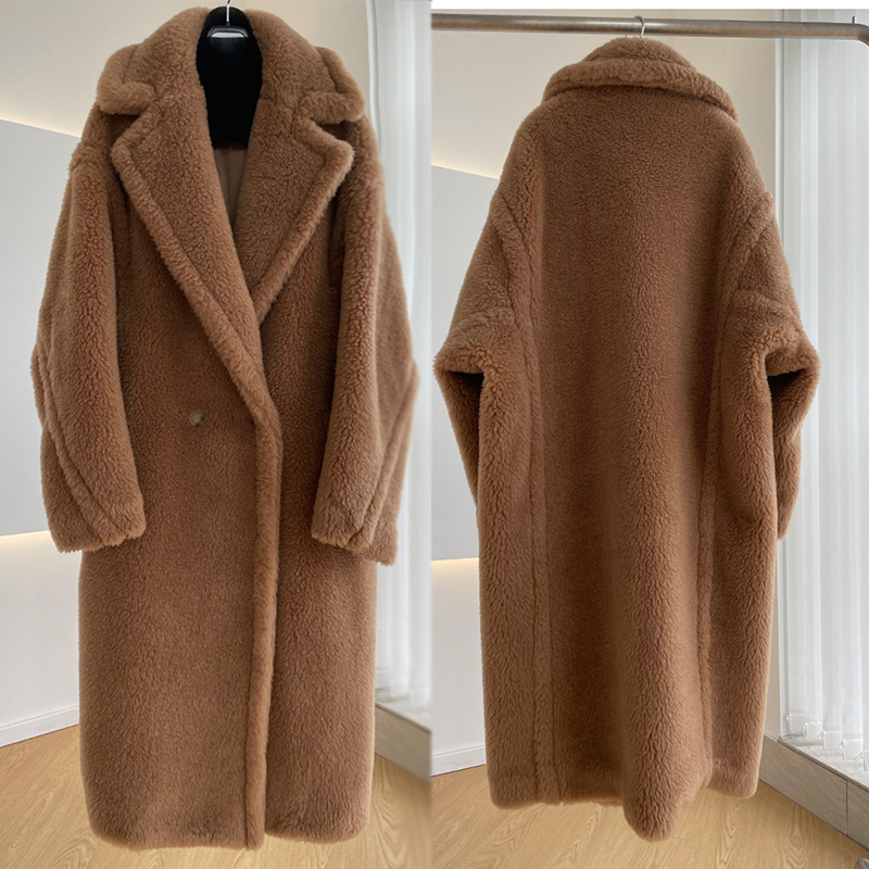 M Teddy Bear Coat Long Style High-End Oversized Fur and Wool Integrated Thickened Wool Coat for Women