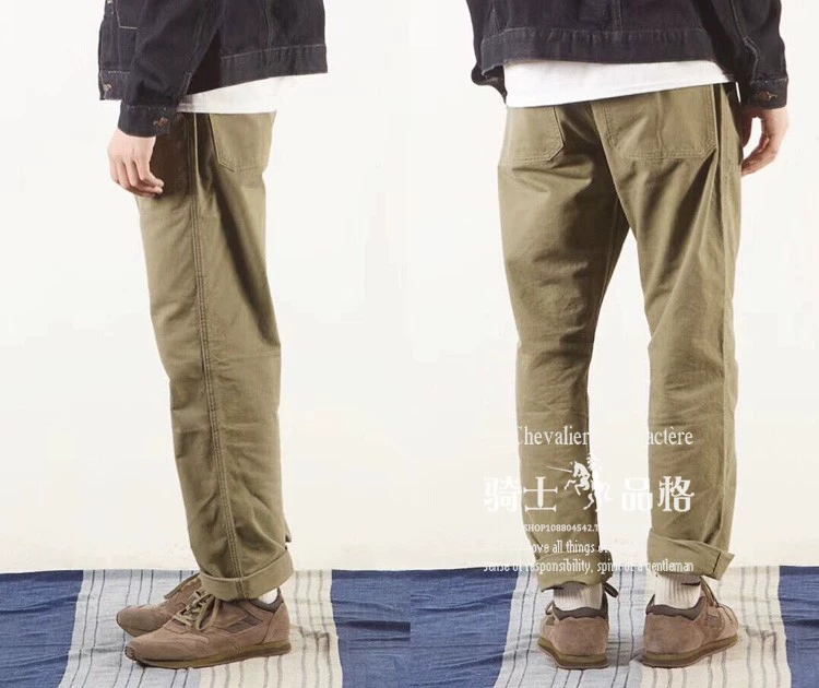 Thắt lưng bán thun nặng thẳng thẳng dụng cụ thường xuyên quần nam ống rộng twill Ami pocket Túi retro của Mỹ