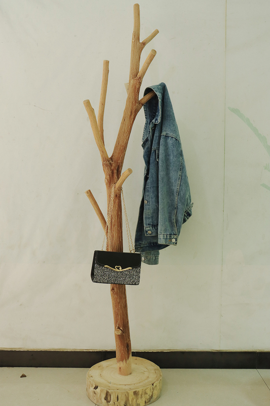 Wooden Coat Rack, Tree Branch Floor-Standing Clothes Rack, Guesthouse Hotel Bedroom Living Room Decorative Bag Rack, Vintage Thickened