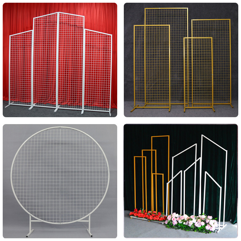 Wedding new geometric screen stage road lead bevel grid round screen decorative background wrought iron arch props