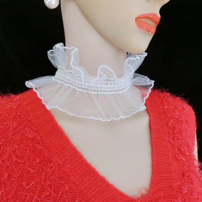 New faux collar necklace from Japan and South Korea, versatile for women's scarves, white lace ruffled stand-up collar shirt with decorative collar, short style