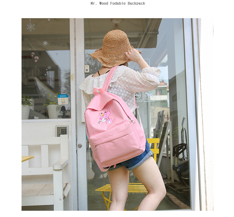 Ba lô da báo màu hồng nhỏ tươi Judy Harajuku Học sinh trung học túi nữ ba lô học sinh tiểu học nữ