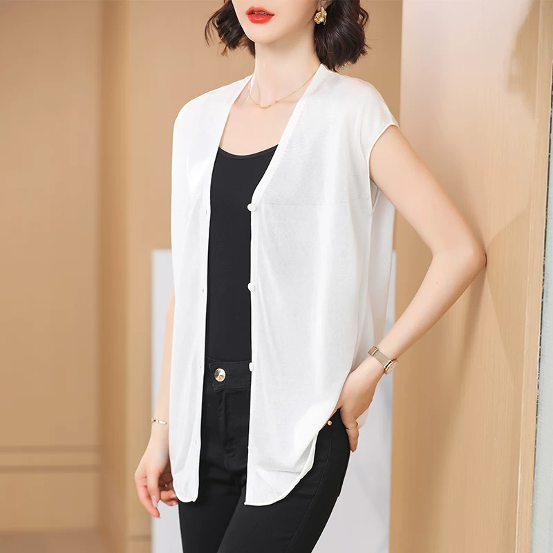 Вязаный кардиган, летняя накидка, slip-дdress, тонкий шелковый жилет, майка, куртка