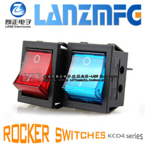 LANZMFG Langzheng KCD4-201BN-4P size 25 * 32mm rocker boat switch 4 feet red light blue light