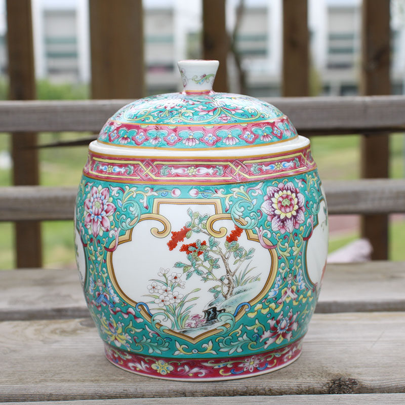Jingdezhen ceramic enamel colored jewelry storage cans home tea table living room decorations ornaments candy loose tea cans