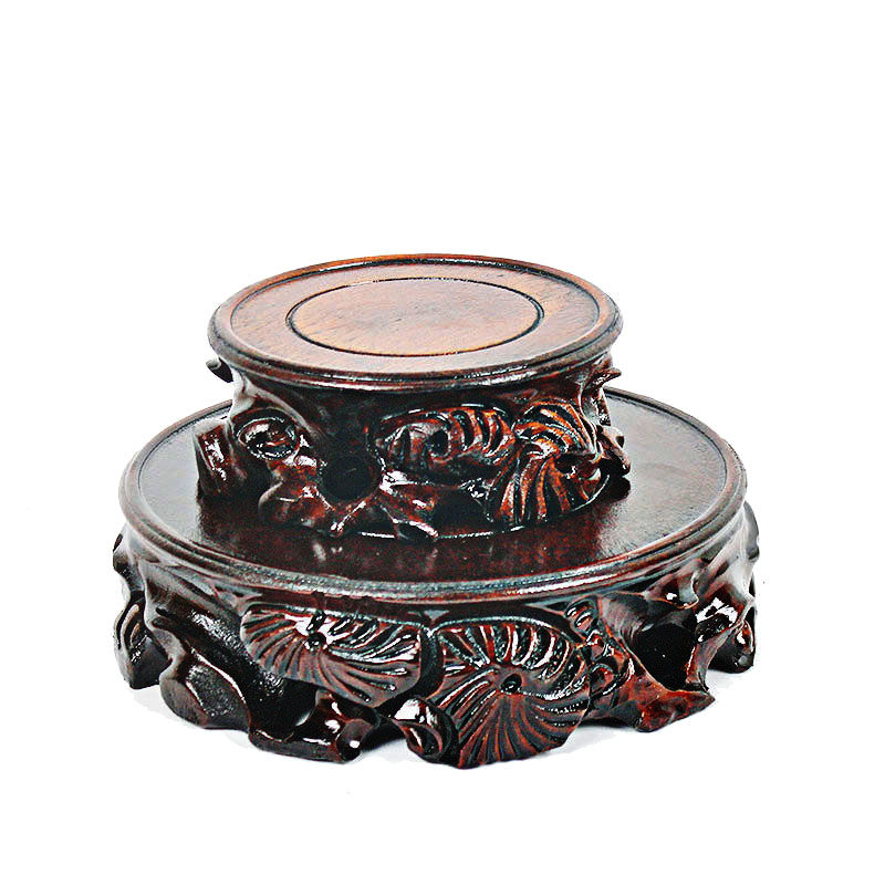 Round solid wood root carving pedestal chishi stone Buddha bronze ware silver instrumental jade ancient play handicraft pendulum decorated with wood thickness base