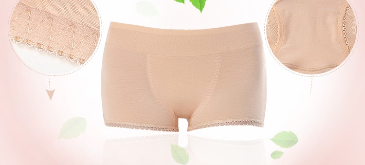 Modal nữ boxer tóm tắt của phụ nữ bốn góc cotton ren cạnh phòng cotton thoáng khí quần đen phần mỏng - Giữa eo quần lót su