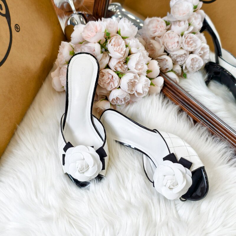 2026 Autumn New Camellia High Heels Women's Round Toe Strap Sandals with Thin Heels White Rose Women's Slippers 2026 Autumn New Camellia High Heels Women's Round Toe Strap Sandals with Thin Heels White Rose Women's Slippers
