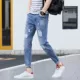 Mùa hè rách 9 Nine Jeans nam Quần lửng đế xuồng Hàn Quốc Hợp thời trang Nam giới Quần nam - Quần jean