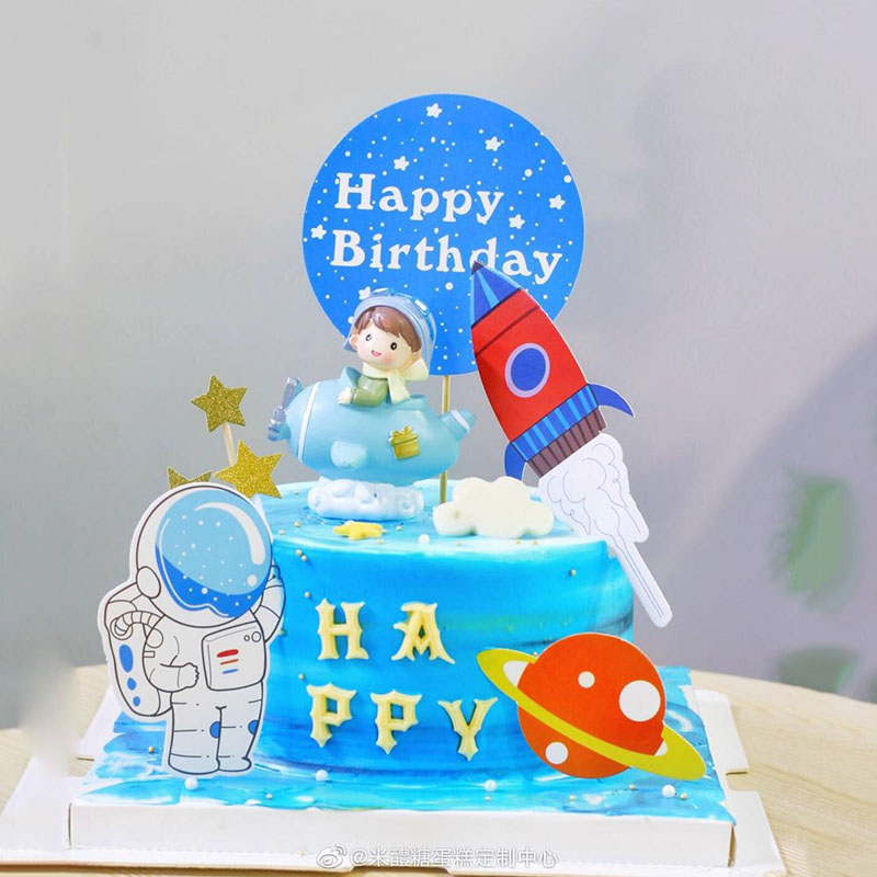 Birthday cake decoration cute 1 4 inch socket wrench crew plane decoration boy girl baby party layout decoration plug-in