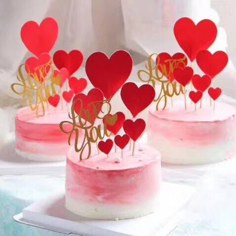 Valentine's Day wild glitter love cake plug-in couple wedding wife birthday cake decoration red love suit