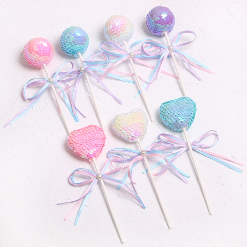 Birthday cake flag decoration plug-in card sequin ball lollipop baking decoration dessert table decoration layout