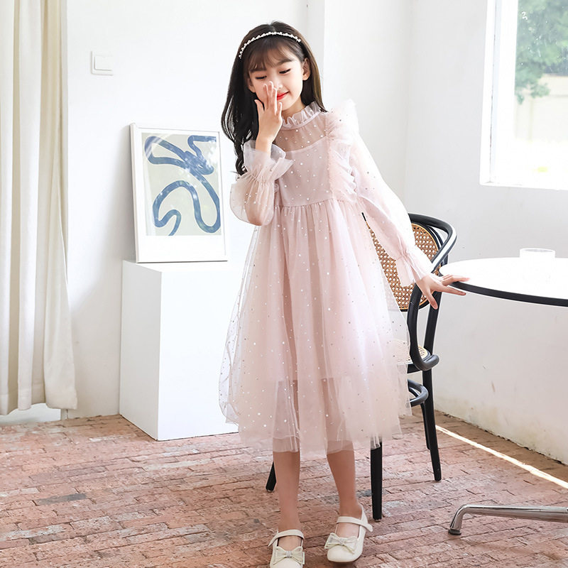 Girl's dress 2022 new spring and summer Korean version CUHK Girl Stars Wonder Woman's tennis Skirt Children Foreign Princess Dress