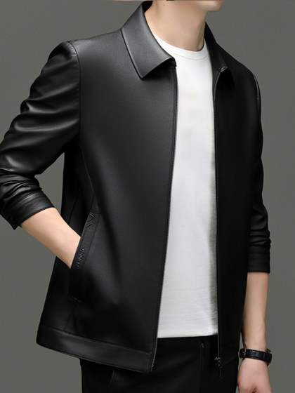 海宁真皮皮衣男高级感头层绵羊皮男士机车商务休闲秋冬皮夹克外套