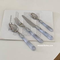 Luca Afa Style Retro Marble Veins Flow Cloud Western Dining Knife Fork Spoon Four Sets South Korea Blogger and the same